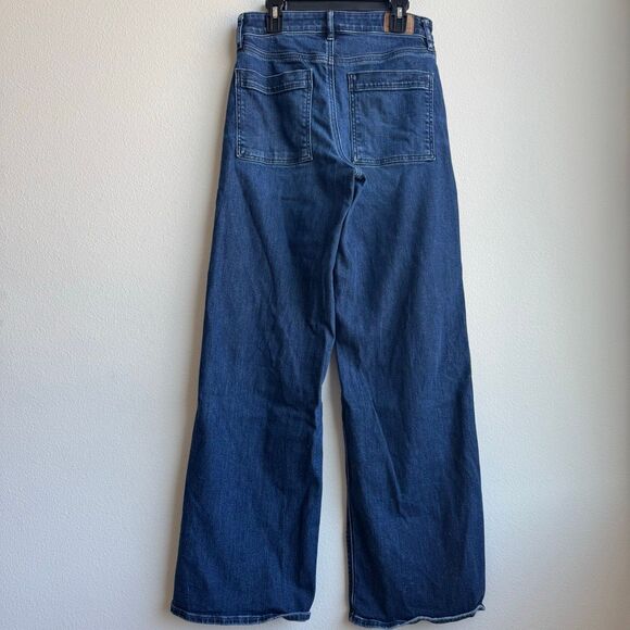 American Eagle Baggy Barrel Wide Leg Dark Solid Wash Jean Size 0 Regular 26 - Picture 5 of 7